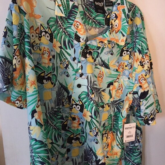 NEW Men's Bluey Button Up Medium (38/40) Short Sleeve Shirt - Picture 2 of 11